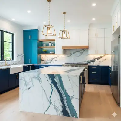 Custom kitchen cabinetry with soft-close drawers and premium millwork