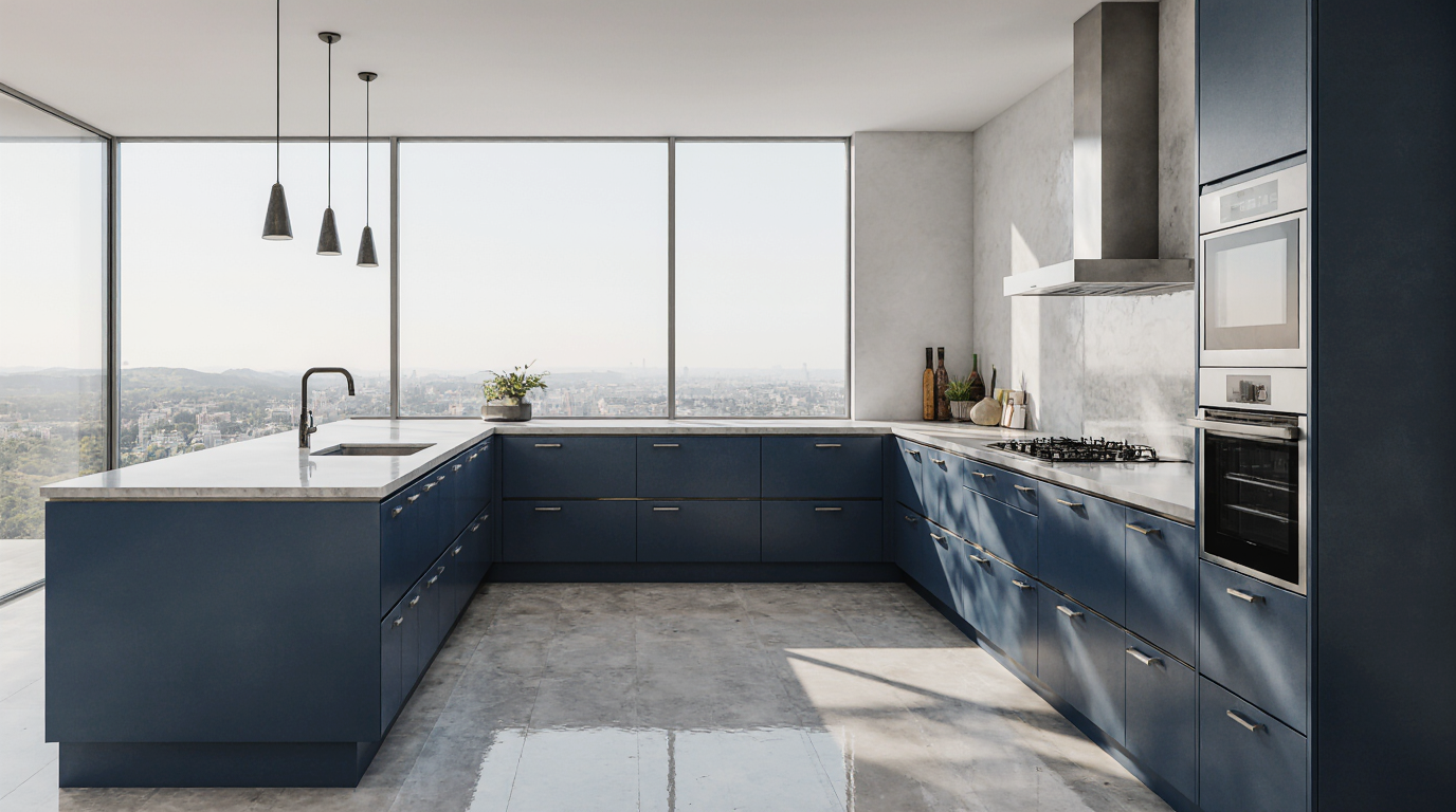 Blue Modern Kitchen Cabinets