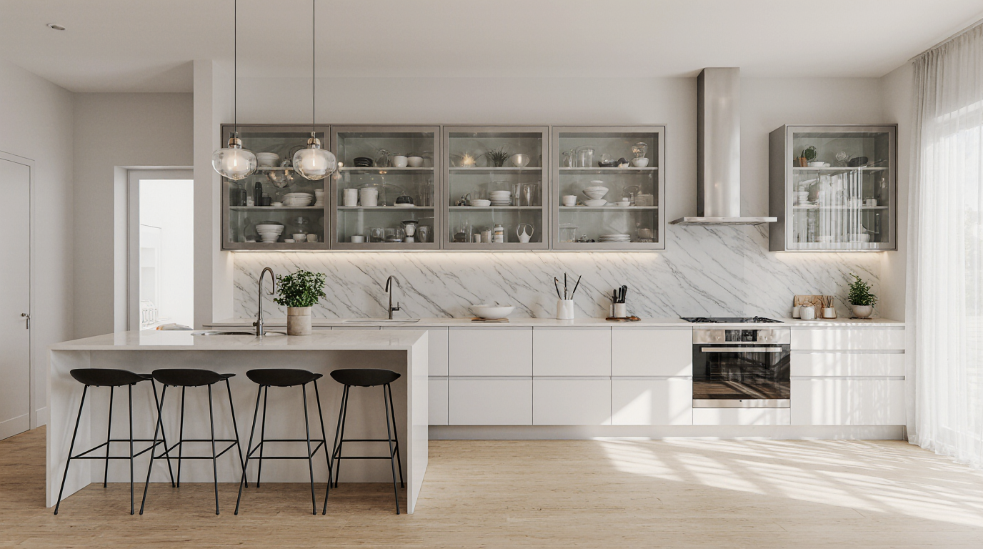 Modern Glass Cabinets For Kitchen