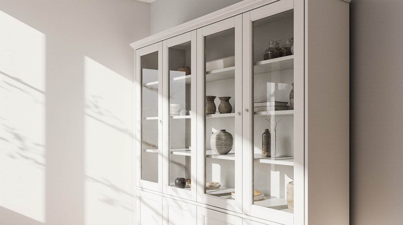 White Cabinet with Glass Doors