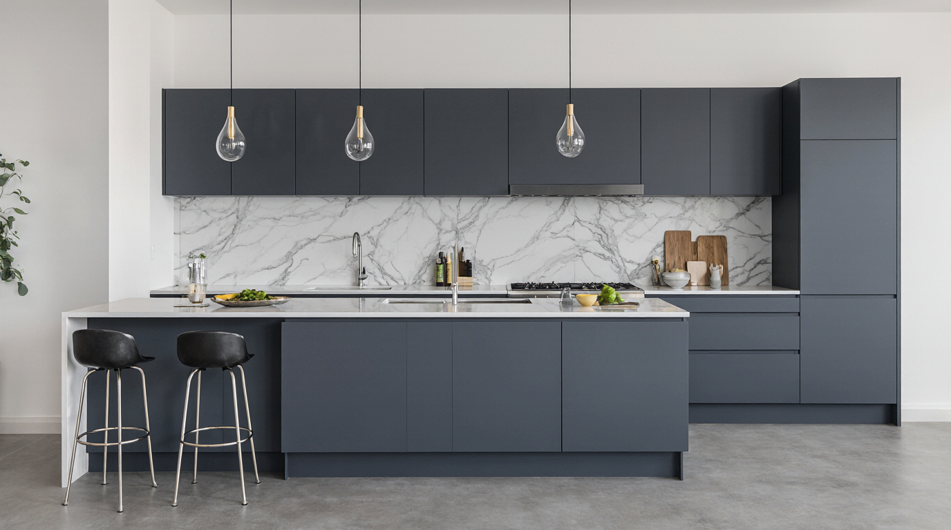 Modern Blue Grey Kitchen Cabinets