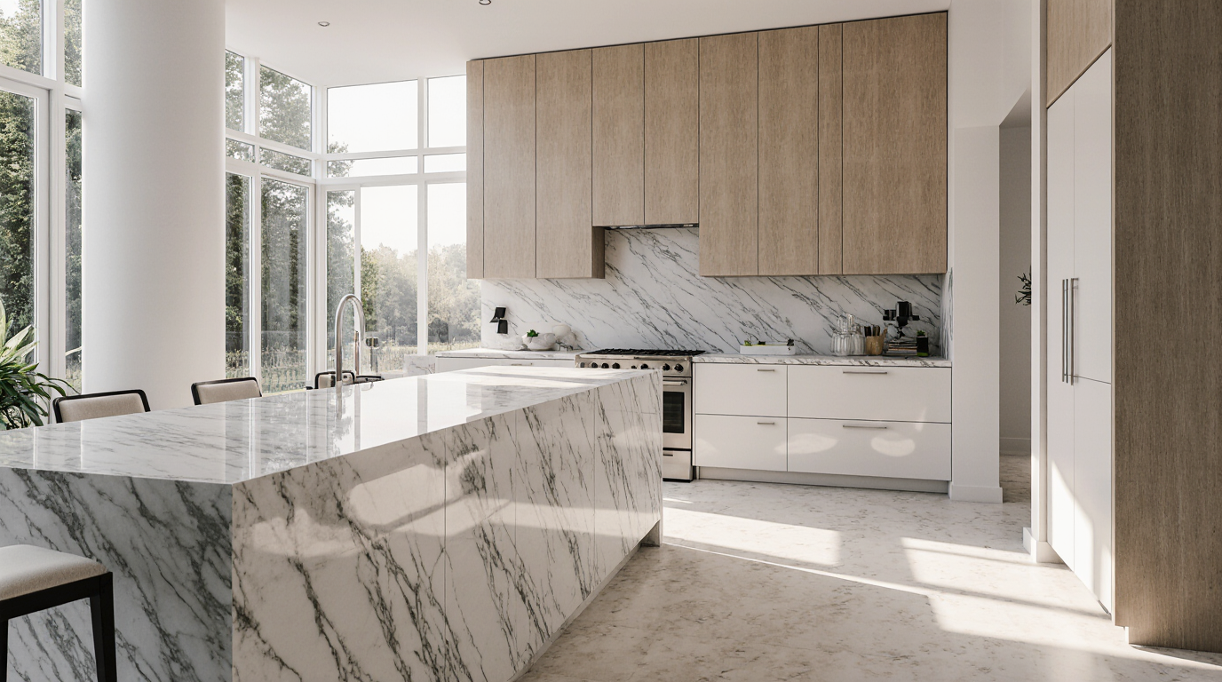 White Marble Kitchen Countertops