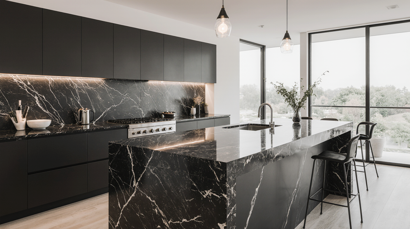 Black Marble Kitchen Countertops